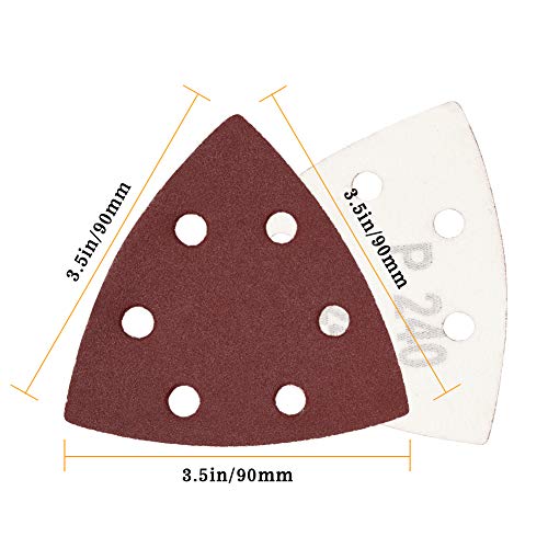 SPEEDWOX 50Pcs 240 Grit Triangle Sanding Pads, 90mm 6 Holes for Multi Tool - style: 240 Grit
