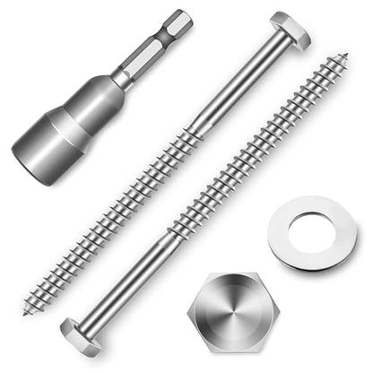 (15-Set) 1/4 x 4 Lag Screws, Stainless Steel Heavy Duty Hex Head Lag Bolts for Wood, Commercial/Industrial Grade 1/4 Bolts, Mounting Screws Bolts Kit, Bright Finish by Marysino - color: Silver, size: 1/4 x 4"