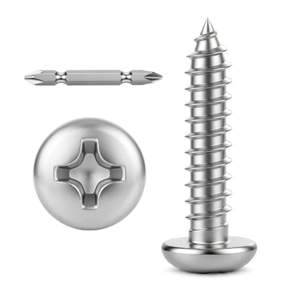 Mellewell #6 x 1 Pan Head Self Tapping Screw, Pan Head Sheet Metal Screws Wood Screws, Stainless Steel 304 (18-8), 100 Pack - color: Silver, size: #6 x 1"
