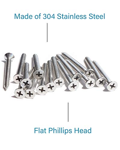 IMScrews 100pcs #8 x 2 (50mm) Stainless Flat Head Phillips Wood Screws 18-8 (304) Stainless Steel Countersunk Self Tapping Screws - size: #8 x 2"