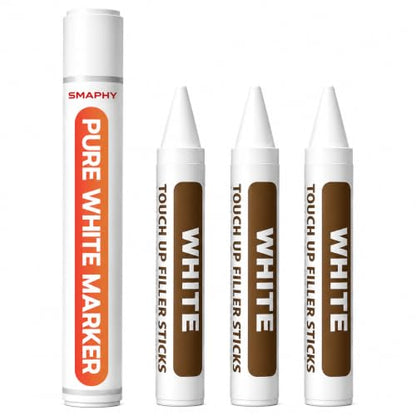 White Wood Filler Sticks, Putty Stick & Marker for Nail Holes & Baseboards
