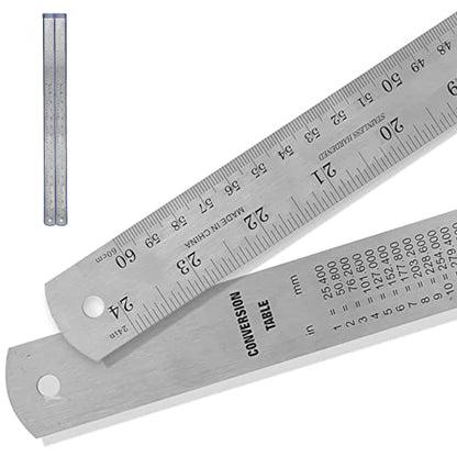2 Pack Pacific Arc 24 Inch Stainless Steel Ruler with Inch/Metric Conversion Table - style: 2 Pack | 24 in