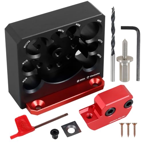 8 Pcs Dowel Maker Jig Kit, Imperial 5/16-3/4 inch Carbide Inserts Dowel Maker, 8 Holes Adjustable Dowel Cutter Plate, Aluminum Alloy Electric Drill Milling Dowel Round Rod Auxiliary Tool (8 Pcs)