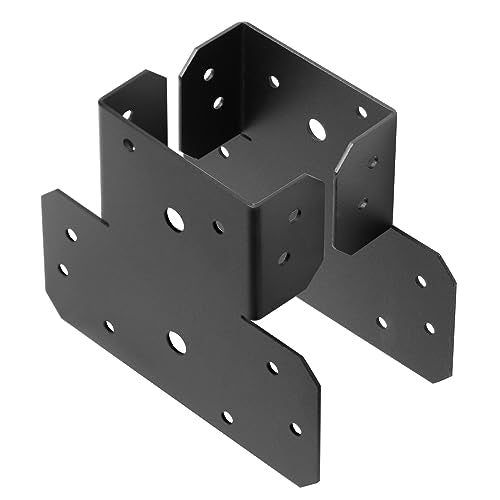 8 Pcs 4x4 Black T Shape Post and Beam Connector, Pergola Post Cap Bracket - size: 4x4