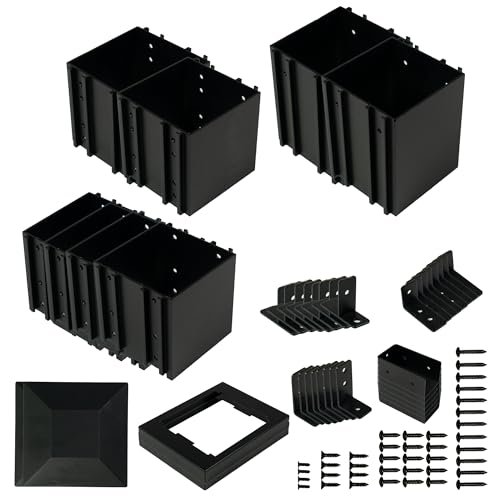 Kozyard 2 Sets DIY Pergola Brackets 3-Way Right Angle Corner Bracket - color: Black/2Sets