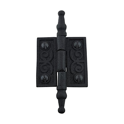 Renovators Supply Manufacturing Black Cabinet Door Hinge 2 in. Rust Resistant Wrought Iron Butt Hinge Victorian Steeple Tip Flush Mount Hinges with Hardware - size: 2 inches - Pack of 1