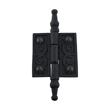 Renovators Supply Manufacturing Black Cabinet Door Hinge 2 in. Rust Resistant Wrought Iron Butt Hinge Victorian Steeple Tip Flush Mount Hinges with Hardware - size: 2 inches - Pack of 1