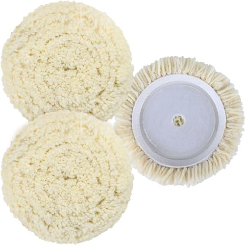 3 PCS Wool Buffing Polishing Pads 7 Inch, Natural Wool Cutting Pads with Hook and Loop Backing Compound & Polishing for Automotive Car Boats Glass Furniture Repair - size: 7" -3P