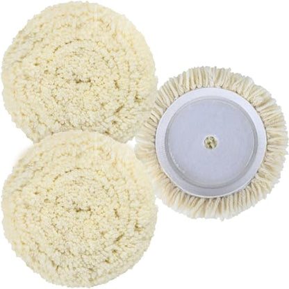 3 PCS Wool Buffing Polishing Pads 7 Inch, Natural Wool Cutting Pads with Hook and Loop Backing Compound & Polishing for Automotive Car Boats Glass Furniture Repair - size: 7" -3P
