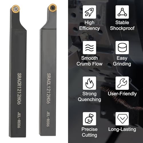 1/2" SRACL1212H06/SRACR1212H06 Indexable Lathe Turning Tool with 20Pcs RCMT0602 Round Carbide Milling Inserts Lathe Turning&Profiling Tool Holder for Steel Stainless Steel, 2Pcs Holders+20Pcs Inserts - style: 20pcs Inserts+SRACL/R 1212H06