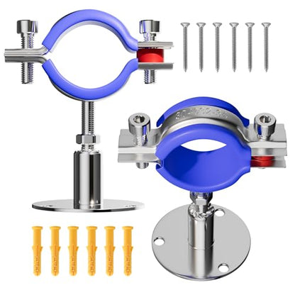 2 Pack Wall Mount Ceiling Mount Pipe Supports Suitable for OD Pipe 32-34mm Adjustable Height 30-50mm Adjustable Pipe Strap Clamp with Screws Stainless Steel - color: Adjustable Height 30-50mm, style: 32mm