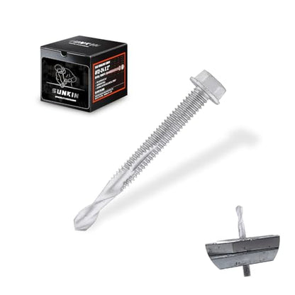 SUNKIN 50PCs Self Tapping Screws for Metal, Hex Head #12 x 2 Inch, Self Drilling for Thick Steel, Less Effort Installation, Long Lasting Anti Rust Coating - size: #12 x 2 inch(50pcs)