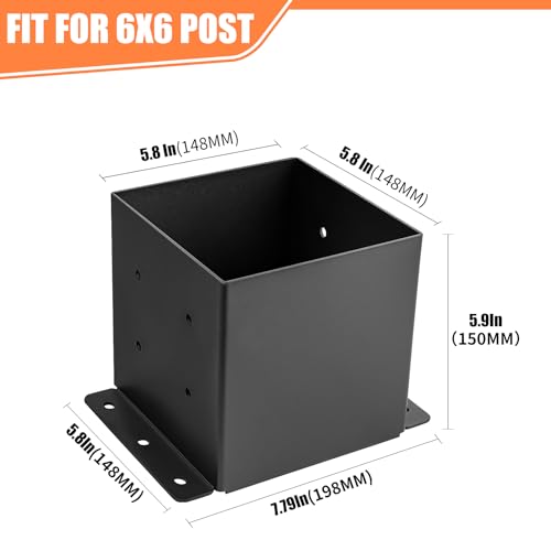 6x6 Post Base 4 Pcs,Post Brackets (Inner Size 5.5"x5.5"),2mm Thick - size: 6X6 4PCS