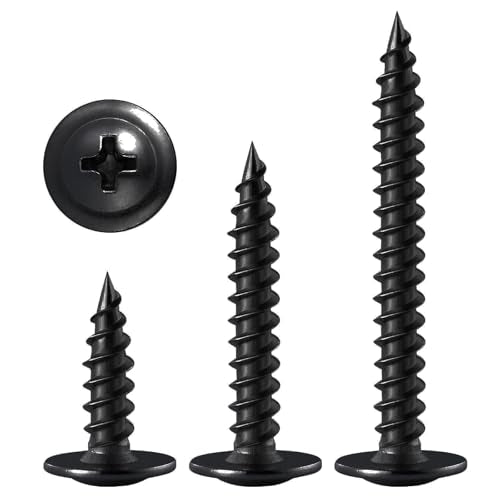 Wensilon（600 pcs）#4×5/8" Phillips Truss Head Wood Screws Black Galvanizing Quick Metal Self Tapping. - color: Black, size: #4×5/8"