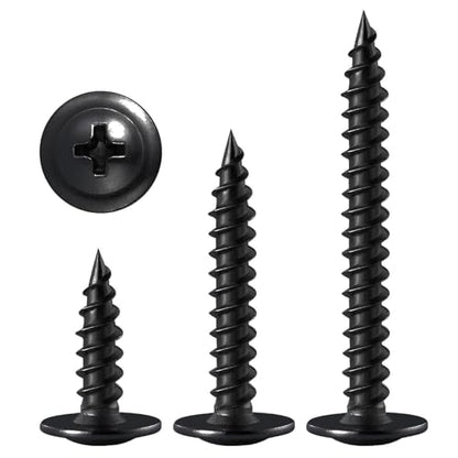 Wensilon（600 pcs）#6×1/2" Phillips Truss Head Wood Screws Black Galvanizing Quick Metal Self Tapping. - color: Black, size: #6×1/2"
