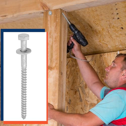 Tandefio 100 Pack 3/8'' x 6'' Lag Screw Bolts with Washer Galvanized - size: 3/8'' x 6''