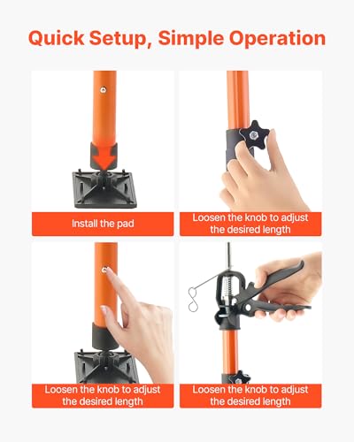 VEVOR Cabinet Jack Support Pole, 4-Pack, 45.7-114.2 Inch Steel Telescopic Quick Support Rod, Adjustable 3rd Hand System up to 154 lbs Capacity for Installing Cabinets, Lifting Drywall, Cargo Bars - style: 4 PCS