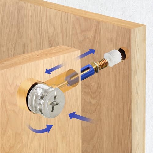 10 Sets Furniture Cam Lock Fasteners, 3-in-1 Cam Locks for Furniture, Cam Lock Fittings Cam Connector Furniture Replacement Parts, 1-9/16" / 40mm Dowel with Blue Plastic Sleeve - size: 1-9/16" ( 40mm )