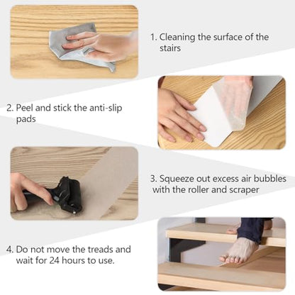 Clear Non Slip Stair Treads 4” x 30” (15 Pack)