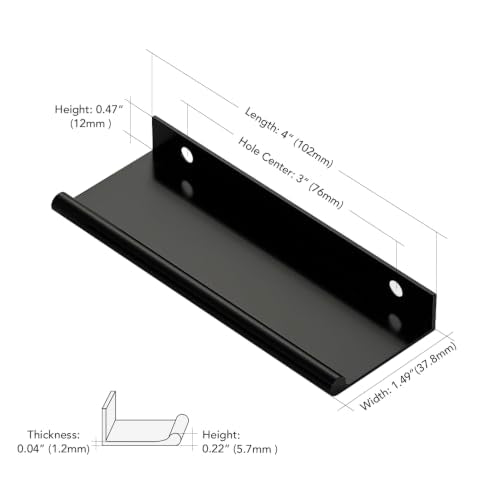 Ravinte Hardware Matte Black Cabinet Pulls Finger Edge Pulls 3 Inch 10 Pack - size: 3 Inch(76mm) Center-to-Center
