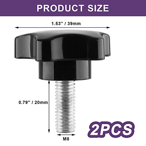 M8 x 20mm Thread Star Knob, 2Pcs - size: M8 x 20mm, style: Star Handle
