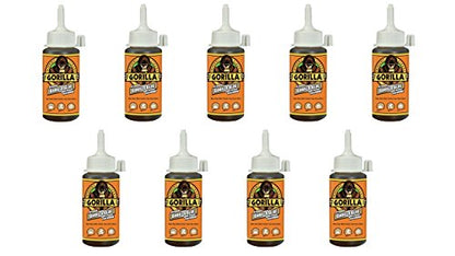 Gorilla Original Waterproof Polyurethane Glue, 4 ounce Bottle, Brown, (Pack of 9) - size: 9 - Pack