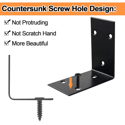 10 Pack 3.3"x3.3" L Brackets Heavy Duty 90 Degree Angle Brackets Large Black Corner Bracket Metal L Shape Bracket for Wood Furniture Framing Fence - size: 85X85MM