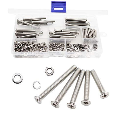 cSeao 200pcs Metric M5 x 30mm/ 35mm/ 40mm/ 45mm/ 50mm Flat Countersunk Head Phillips Machine Screws Nuts Washers Assortment Kit, 304 Stainless Steel - size: 200pcs M5 x 30/ 35 / 40/ 45 / 50mm