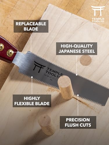 Temple Tool Co. Japanese Flush Cut Saw - 6 Inch Double Edge Pull Saw for Flush Cutting Dowels, Pegs, Wedges - Hardwood Softwood - style: Flush Cut Saw