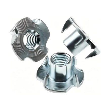 M8 T-Nuts for Climbing Wall: 30 Pack 4 Pronged Tee Nuts Zinc Plated Threaded Inserts - No Rust No Spin - size: M8(30Pack)