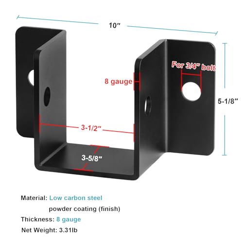 2 PCS 4x6 Face-Mount Joist Hanger, Pergola Wall Mount Bracket - size: Fits 4x6 Wood