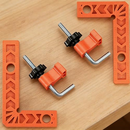 2 Pack 90 Degree Clamp,Positioning Squares, 3" Right Angle Clamp with 2 Clamping Squares,Corner Clamps Tool for Pictures Frames, Cabinets, Boxes (orange)