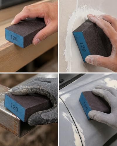 12Pcs Sanding Block Sponge Set, Reusable Sandpaper for Wood & Drywall - color: Deep Blue