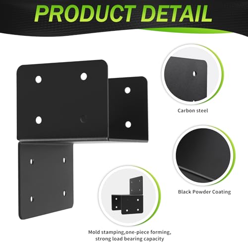 4 Pcs 12 Gauge Post Caps Tie Bracket, 6x6 Black Joist Anchor - style: 6X6