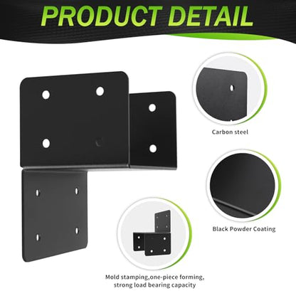 4 Pcs 12 Gauge Post Caps Tie Bracket, 6x6 Black Joist Anchor - style: 6X6
