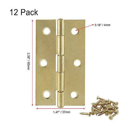 Murtenze 12 Pack 2.5 Inch Door Hinge, Gold - color: Gold, size: 2.5 Inch