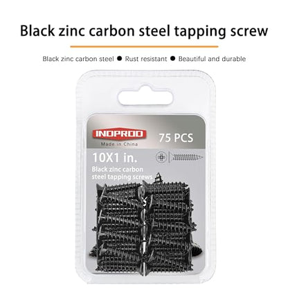 #10 X 1 Black Screw,Flat Head Phillips Wood Screw, Electroplating Black Carbon Steel, #10 X 1-Inch, 75Pcs - color: Black Zinc Plated Screws, size: #10 x 1"