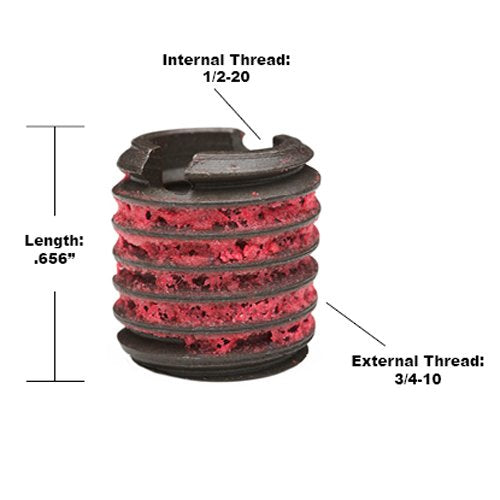 E-Z LOK Thread Insert, 0.5-20 Internal, 0.75-10 External, 5 ct - style: 1/2-20 Internal Threads, 3/4-10 External Threads, 0.656 Length