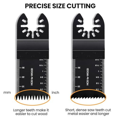 CONNOO 158 Pack Oscillating Saw Blades, Oscillating Tool Blades with Sandpaper, Multitool Bi-Metal Blades Kits for Wood Metal Plastics Quick Release Fit Dewalt Ryobi Rockwell Makita