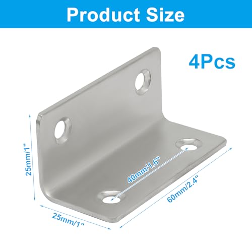 4 Pcs Corner Brace Angle Bracket, 2.36"x 1", Silver - size: silver,2.36"x 1"
