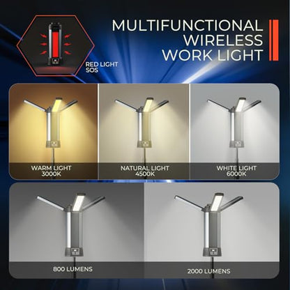 Rechargeable Work Light with Stand, Magnetic Base, Hook & Tripod (Small) - color: Black Small Rechargeable Work Light with Tripod