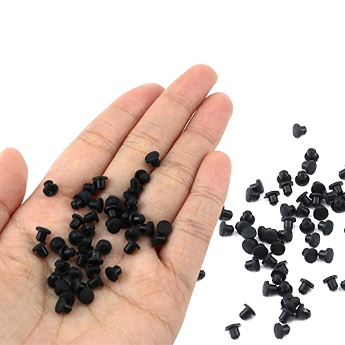 100PCS 3mm Plastic Hole Plugs Round Button Plugs Panel Hole Plug - color: Black, size: 0.12 inch