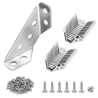 PlusRoc 24-Pack Stainless Steel Corner Brackets for Wood