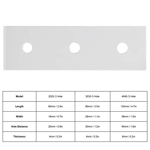 10pcs Flat Mending Plates, Straight Braces Aluminum Heavy Duty Mending Joining Plates Repair Fixing Bracket Connector(3030-3 Hole)