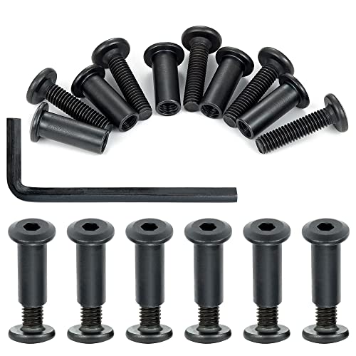 40 Sets Black Furniture Connector Bolts M6x25mm Binding Screws for Wood - color: M6x25mm-Black-D