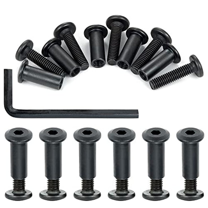 40 Sets Black Furniture Connector Bolts M6x25mm Binding Screws for Wood - color: M6x25mm-Black-D