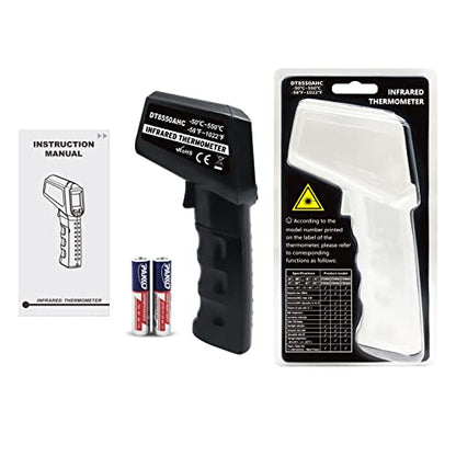 Infrared Thermometer Temperature Gun -58℉~ 1022℉ (-50℃ ~ 550℃) Non-Contact Instant-Read Digital Laser Infrared Ir Thermometer with Color Screen (Black) - color: Black