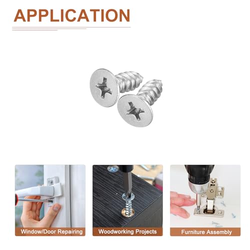 DTGN 50Pcs #10x1/2 Flat Head Wood Screws, 304 Stainless Steel - Silver - color: Silver, size: #10x1/2"
