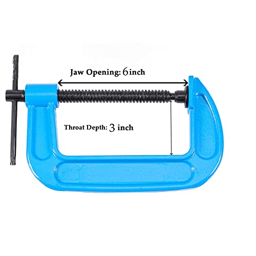ZOENHOU 4 PCS 6 Inch C Clamps, Heavy Duty Malleable Iron G Clamps with 6 Inch Jaw Opening, C Clamp Brakes Sliding T-Bar Handle 2.5 Inches Throat Depth 2.2lb Each - size: 6 inch