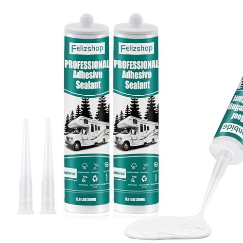 RV Sealant, RV Roof Sealant, Lap Sealant for RV Roofs, RV Caulking Sealant White, Waterproof RV Self-Leveling Lap Sealant,RV Silicone Sealant for Camper Motorhomes Trailers RV Roofing Repair(2 Pack) - style: 2 Pcs